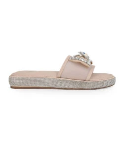 Aberto Torresi Elegant Nude Embellished Slide Sandals – Sparkle With Every Step -Alberto Torresi Store 1000 BAIGE 3