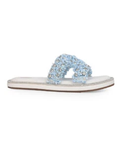 Aberto Torresi Blue Embellished Slide Sandals – Chic Design With Crystal Detailing 10 Aberto Torresi Blue Embellished Slide Sandals – Chic Design With Crystal Detailing -Alberto Torresi Store 1002 BLUE WHITE 3