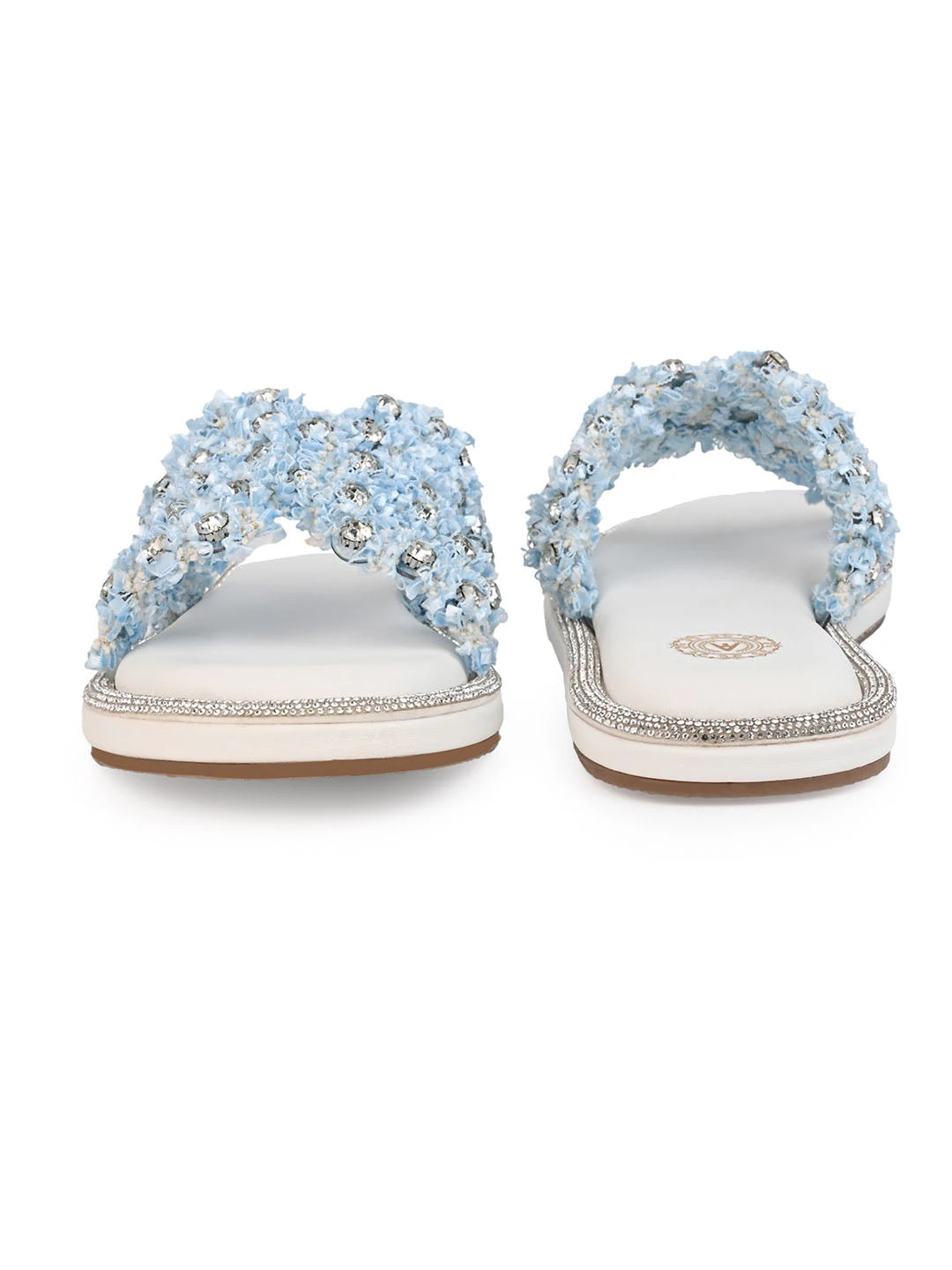 Aberto Torresi Blue Embellished Slide Sandals – Chic Design With Crystal Detailing 4 Aberto Torresi Blue Embellished Slide Sandals – Chic Design With Crystal Detailing - Image 4