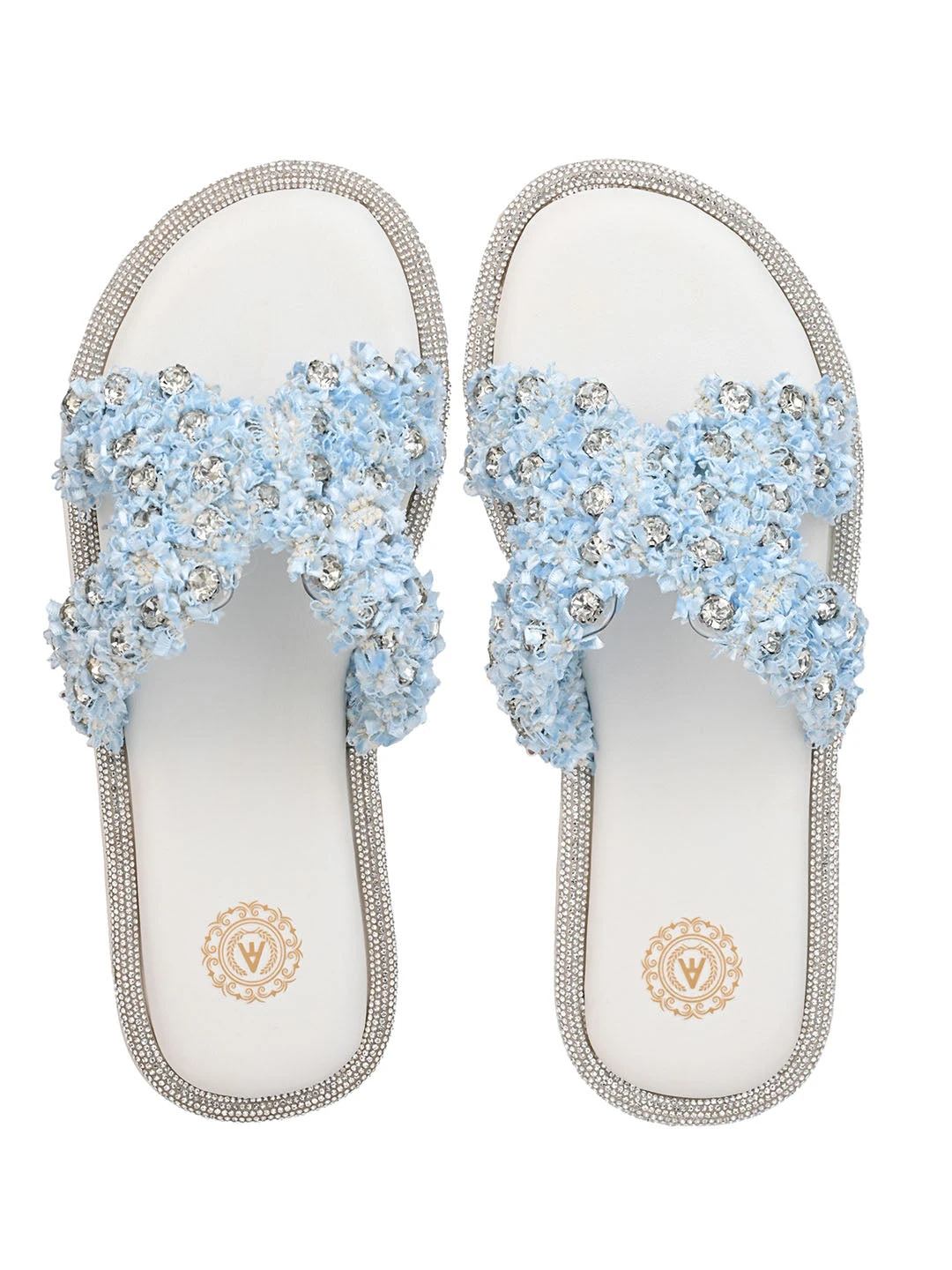 Aberto Torresi Blue Embellished Slide Sandals – Chic Design With Crystal Detailing 5 Aberto Torresi Blue Embellished Slide Sandals – Chic Design With Crystal Detailing - Image 5