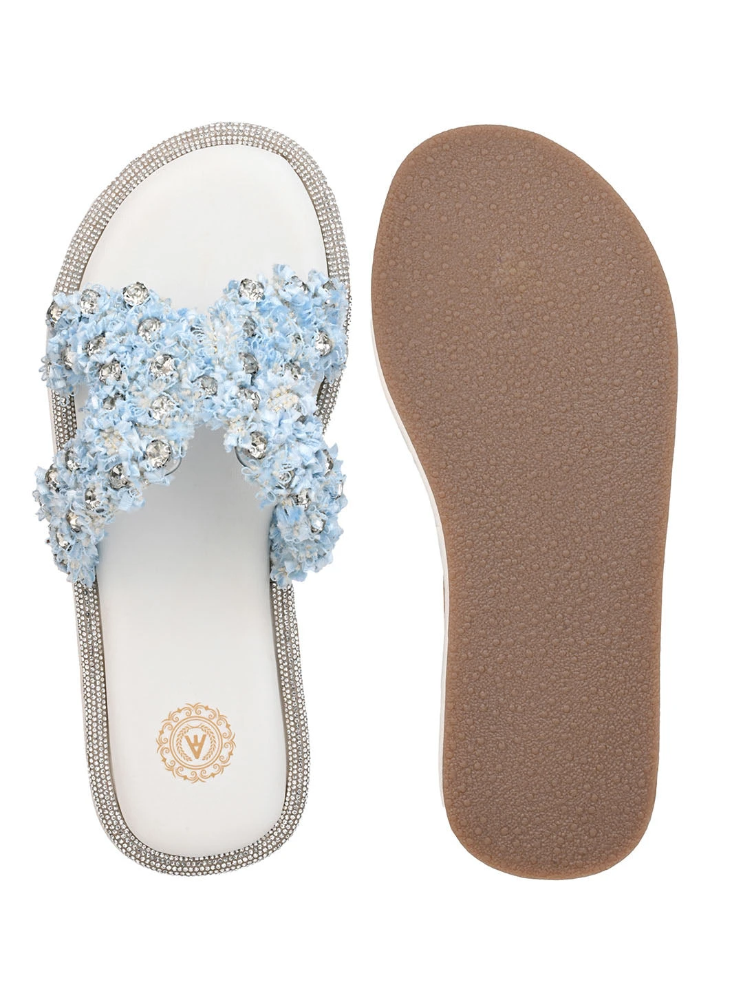 Aberto Torresi Blue Embellished Slide Sandals – Chic Design With Crystal Detailing 6 Aberto Torresi Blue Embellished Slide Sandals – Chic Design With Crystal Detailing - Image 6