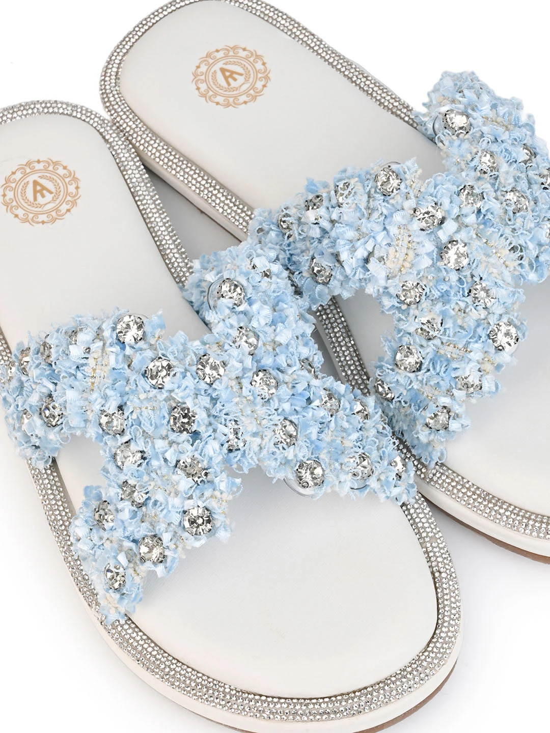 Aberto Torresi Blue Embellished Slide Sandals – Chic Design With Crystal Detailing 7 Aberto Torresi Blue Embellished Slide Sandals – Chic Design With Crystal Detailing - Image 7