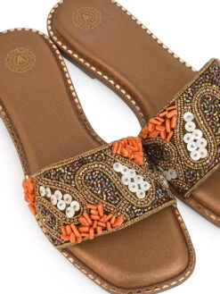 Alberto Torresi Brown Handcrafted Detailing With Festive Charm -Alberto Torresi Store 1004 ORANGE GOLD 7
