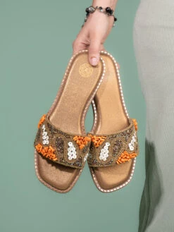 Alberto Torresi Brown Handcrafted Detailing With Festive Charm -Alberto Torresi Store 1004 ORANGE GOLD 8