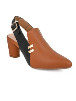 Alberto Torresi Women’s Tan & Black Slingback Block Heels