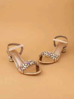 Alberto Torresi Stone Embellished Strap High Fashion Block Synthetic Heel