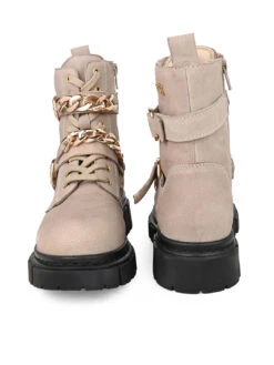 Alberto Torresi Women’s Chunky Sole Ankle Boots With Chain -Alberto Torresi Store 1040 BAIGE 4