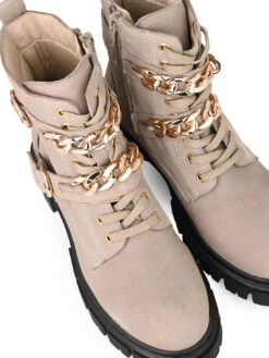 Alberto Torresi Women’s Chunky Sole Ankle Boots With Chain -Alberto Torresi Store 1040 BAIGE 7
