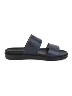 Alberto Torresi PVC Printed Branding Textured Blue Leather Men Slippers -Alberto Torresi Store 3 bb60be6a bd19 449c a9ce fd6b5a2b8ea5