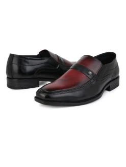 Alberto Torresi Genuine Leather Black-Bordo Slipon Formal Shoes -Alberto Torresi Store 66925 BLACK BORDO 2
