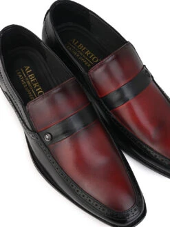 Alberto Torresi Genuine Leather Black-Bordo Slipon Formal Shoes -Alberto Torresi Store 66925 BLACK BORDO 7