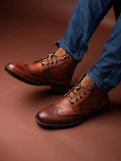 Alberto Torresi G.Leather Lloyd Series 597 Tan Brogues Boot