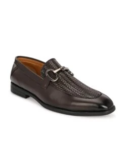 Premium Branded Horsebit Formal Synthetic Loafer With Tpr Sole And Heel Support -Alberto Torresi Store 88609 BROWN 1