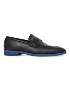 Alberto Torresi Hungary Series 610 Branded Sole Saddle Black Loafers -Alberto Torresi Store 88610 BLACK BLUE 3