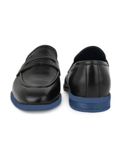 Alberto Torresi Hungary Series 610 Branded Sole Saddle Black Loafers -Alberto Torresi Store 88610 BLACK BLUE 5