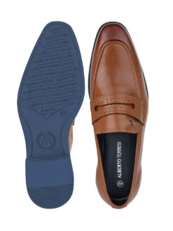 Alberto Torresi Hungary Series 610 Branded Sole Saddle Tan Loafers -Alberto Torresi Store 88610 TAN BLUE 6