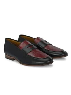 Alberto Torresi Genuine Leather Black Bordo Loafers For Men 11 Alberto Torresi Genuine Leather Black Bordo Loafers For Men -Alberto Torresi Store 88682 BLACK BORDO 4