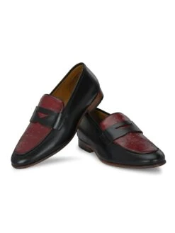 Alberto Torresi Genuine Leather Black Bordo Loafers For Men 12 Alberto Torresi Genuine Leather Black Bordo Loafers For Men -Alberto Torresi Store 88682 BLACK BORDO 5