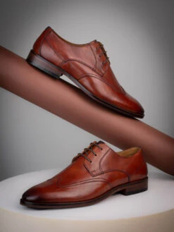 Alberto Torresi Genuine Leather Tan Formal Derby Shoes