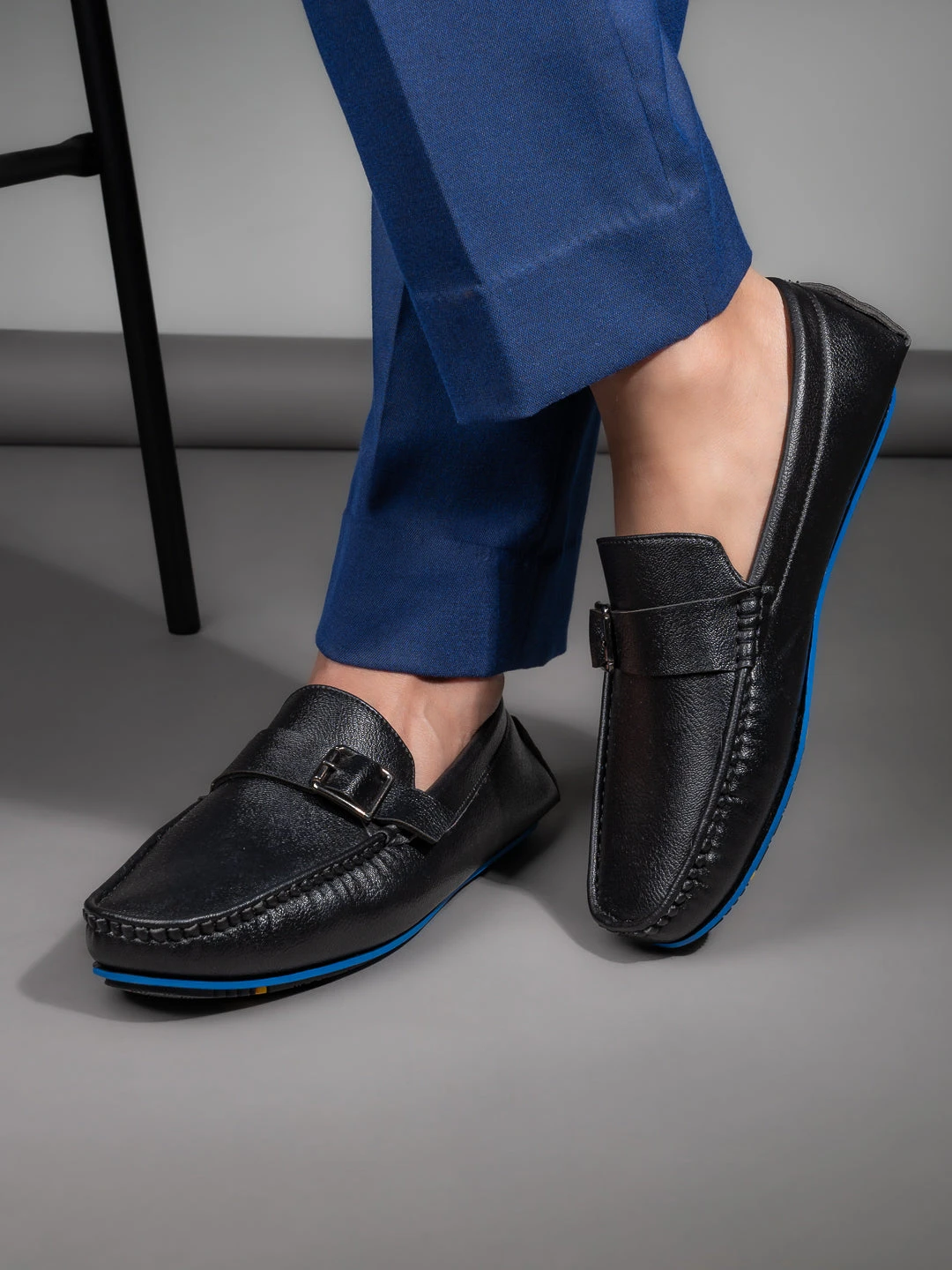 Alberto Torresi Trendy Silicon Muti Coloured Anti Slip Sole Black Monk Loafer 1 Alberto Torresi Trendy Silicon Muti Coloured Anti Slip Sole Black Monk Loafer