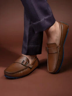 Alberto Torresi Trendy Silicon Multi Coloured Anti Slip Sole Tan Monk Loafer