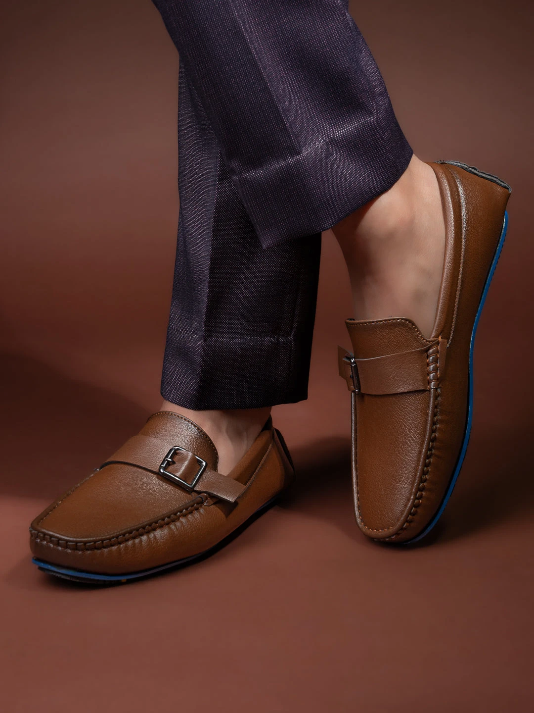 Alberto Torresi Trendy Silicon Multi Coloured Anti Slip Sole Tan Monk Loafer 1 Alberto Torresi Trendy Silicon Multi Coloured Anti Slip Sole Tan Monk Loafer