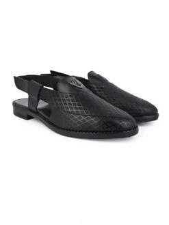 Alberto Torresi Genuine Black Leather Textured Peshawari Sandal With Padded Insole 11 Alberto Torresi Genuine Black Leather Textured Peshawari Sandal With Padded Insole -Alberto Torresi Store 88770BLACK 2