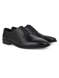 Black Leather Lace Up Shoes For Men With Sneaker Footpad -Alberto Torresi Store DSC 2822 2