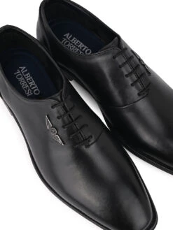 Black Leather Lace Up Shoes For Men With Sneaker Footpad -Alberto Torresi Store DSC 2827
