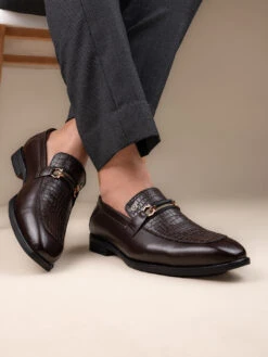 Alberto Torresi MEN'S CALABRIA BROWN BUCKLE SLIP-ON SHOE FOR MEN