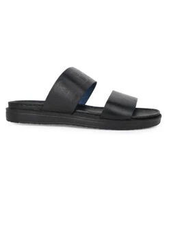Alberto Torresi PVC Printed Branding Textured Black Leather Men Slippers -Alberto Torresi Store DSC 3854 2