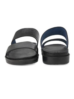 Alberto Torresi PVC Printed Branding Textured Black Leather Men Slippers -Alberto Torresi Store DSC 3858 2