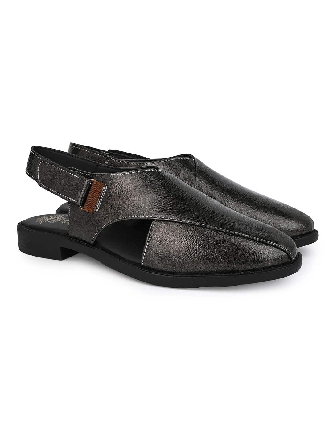 Alberto Torresi Grey Patent Crinkle Peshawari Sandal With Padded Insole 6 Alberto Torresi Grey Patent Crinkle Peshawari Sandal With Padded Insole - Image 6