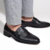 Alberto Torresi Fox Leather Black Slip On Formal Shoes